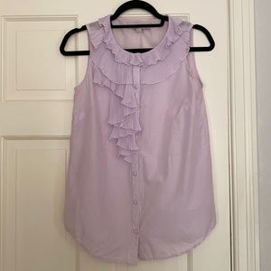 LOFT ruffle lavender purple cotton silk blouse XXS